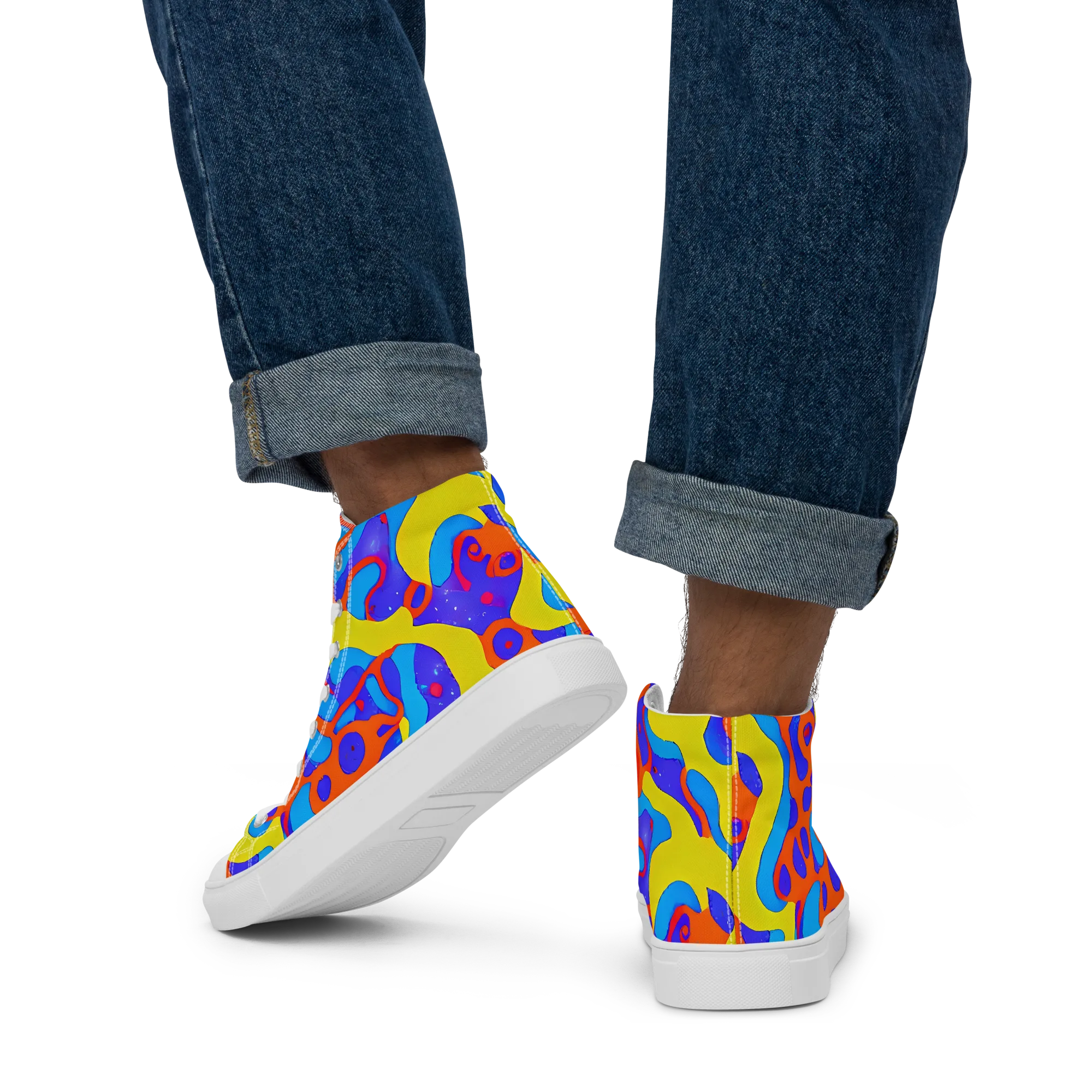 Elmyr's Enigma on Men's High Top Canvas Shoes — Back