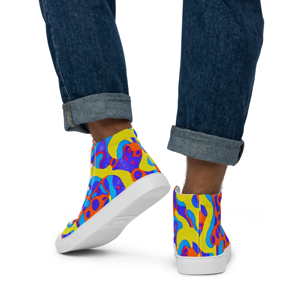 Elmyr's Enigma on Men's High Top Canvas Shoes — Back