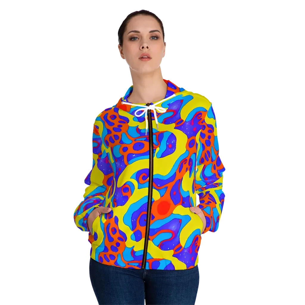 Elmyr's Enigma on Women's Full-Zip Hoodie — Front On Person
