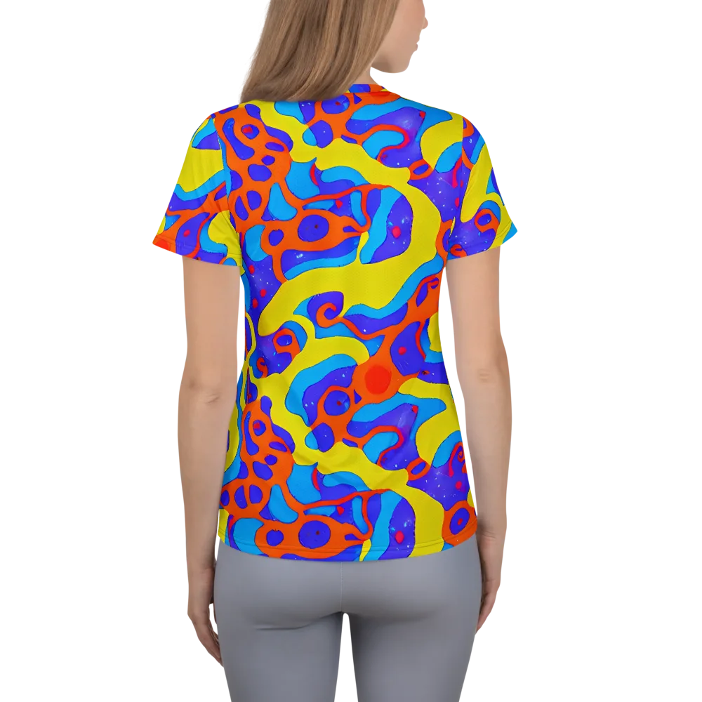 Elmyr's Enigma on Women's Athletic T-Shirt — Back