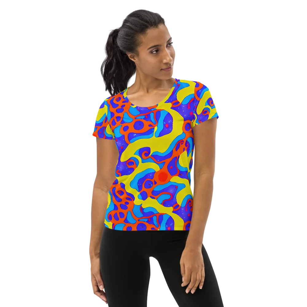 Elmyr's Enigma on Women's Athletic T-Shirt — Front