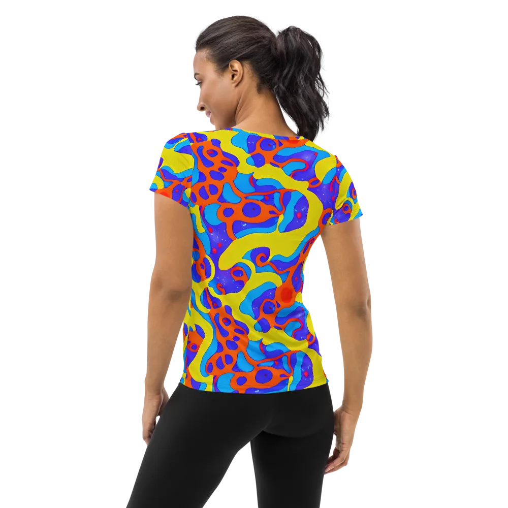 Elmyr's Enigma on Women's Athletic T-Shirt — Back