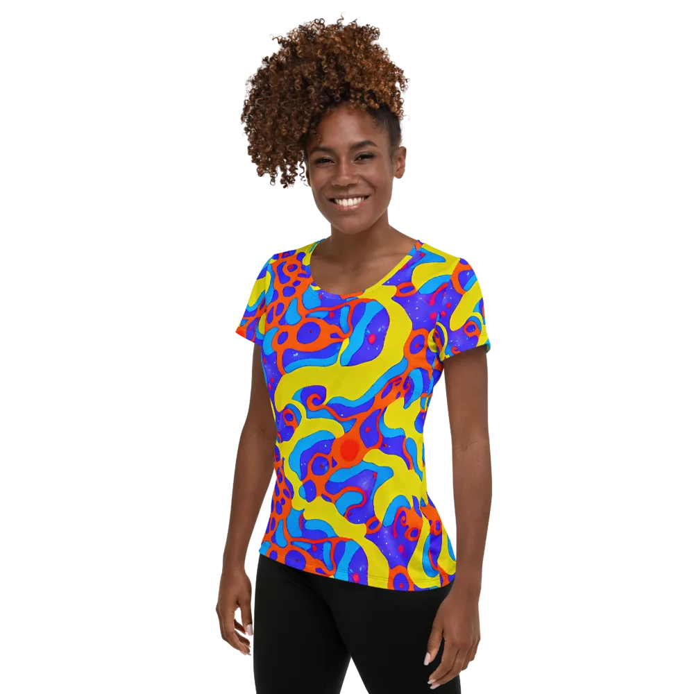 Elmyr's Enigma on Women's Athletic T-Shirt — Left
