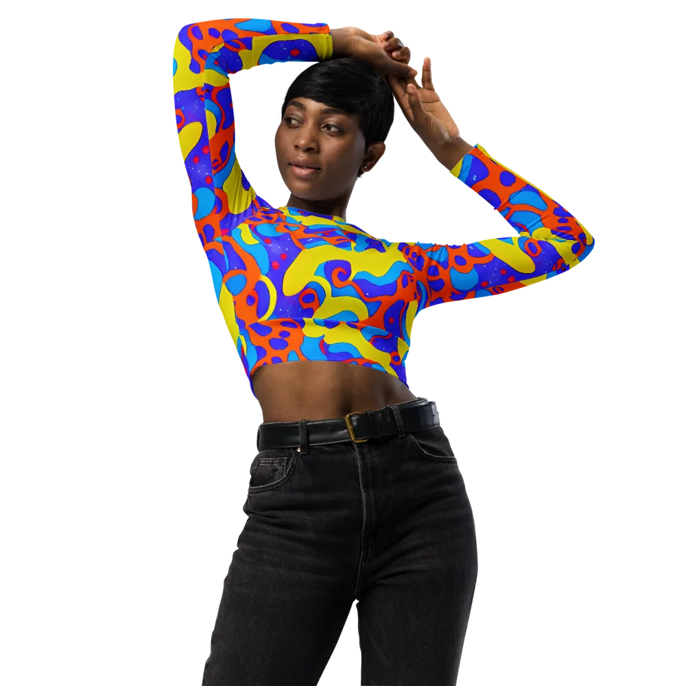Elmyr's Enigma on Long Sleeve Crop Top — Front