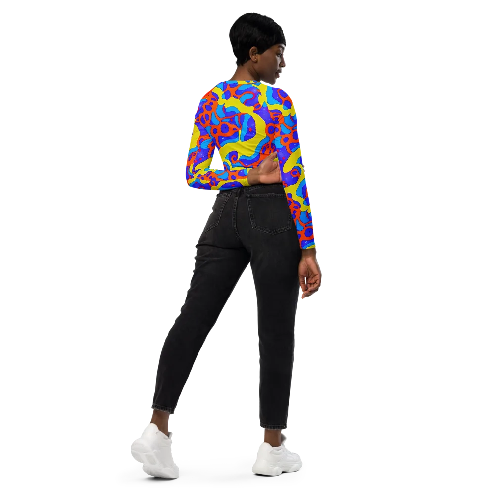 Elmyr's Enigma on Long Sleeve Crop Top — Right Back
