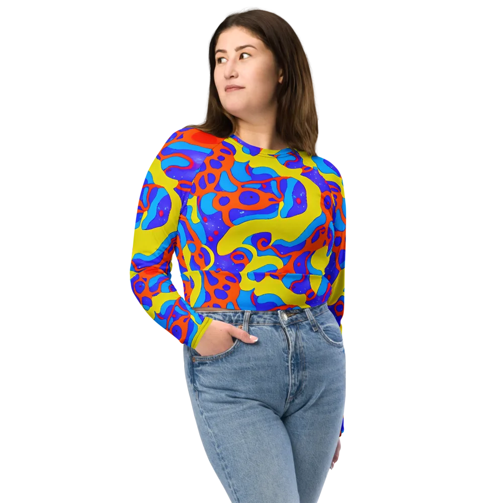 Elmyr's Enigma on Long Sleeve Crop Top — Front