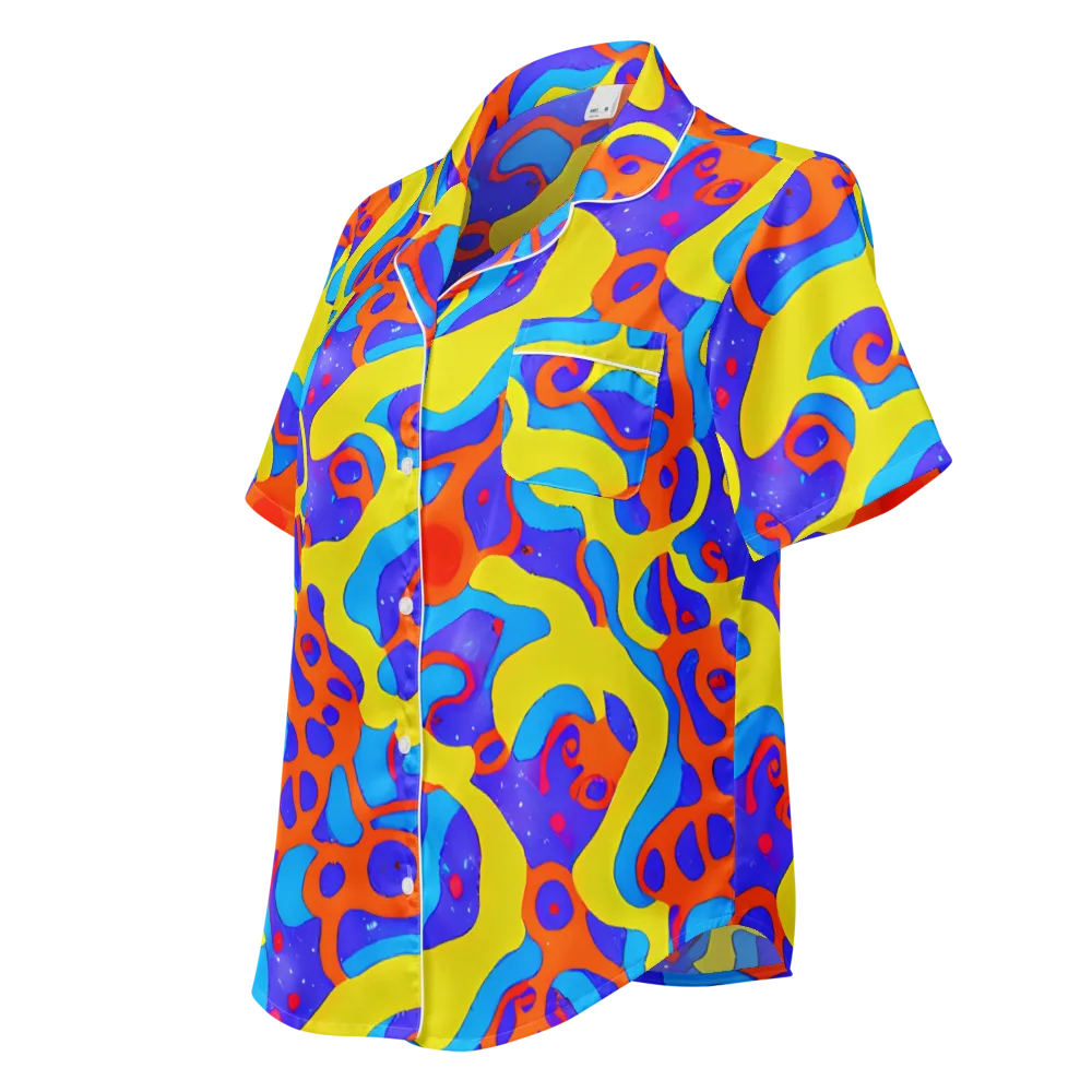 Elmyr's Enigma on Women's Short Sleeve Pajama Top — Left Front