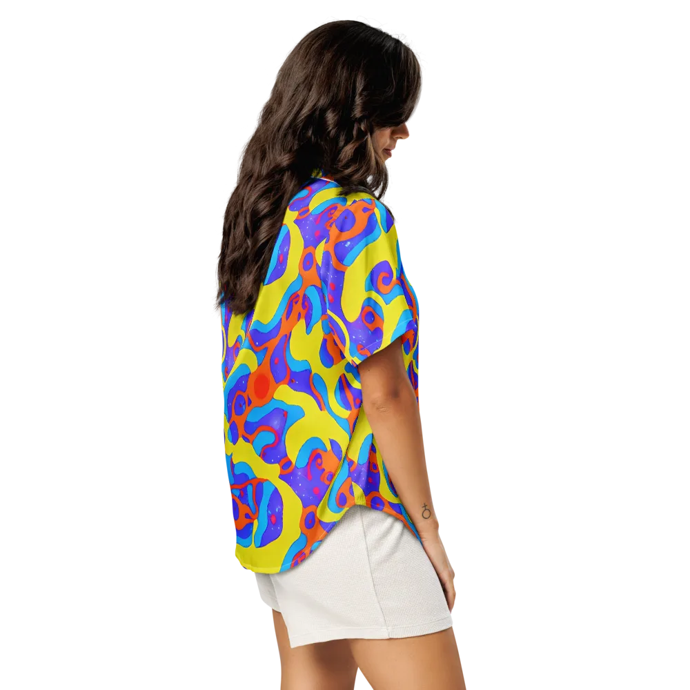 Elmyr's Enigma on Women's Short Sleeve Pajama Top — Right Back