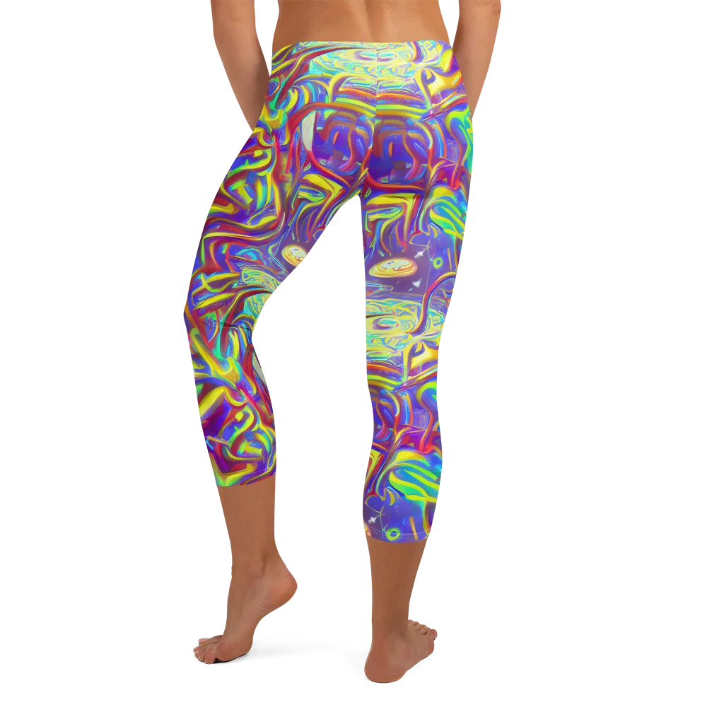 Daliesque Drift on Capri Leggings — Back