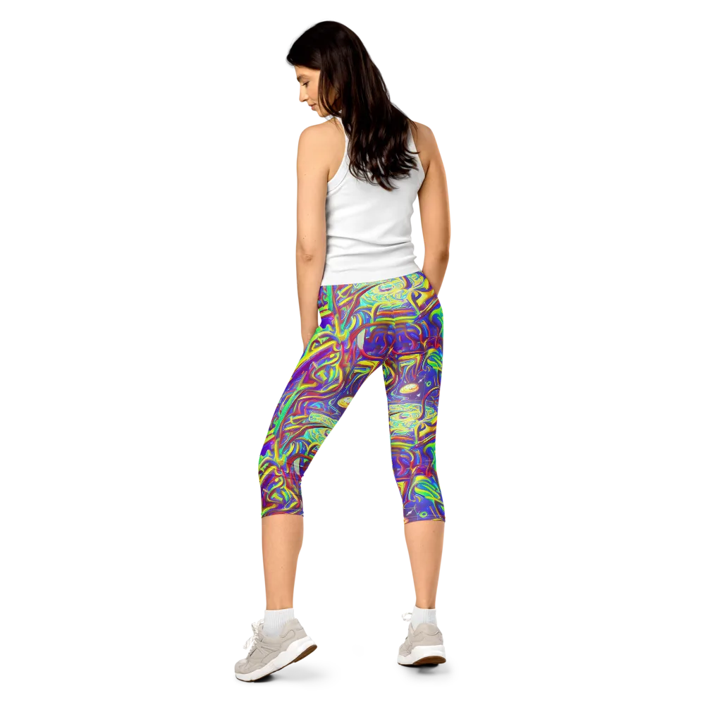 Daliesque Drift on Capri Leggings — Back