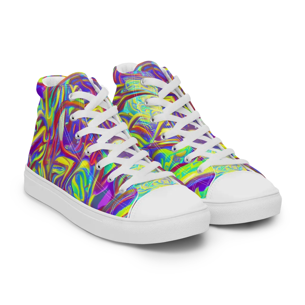 Daliesque Drift on Men's High Top Canvas Shoes — Right Front
