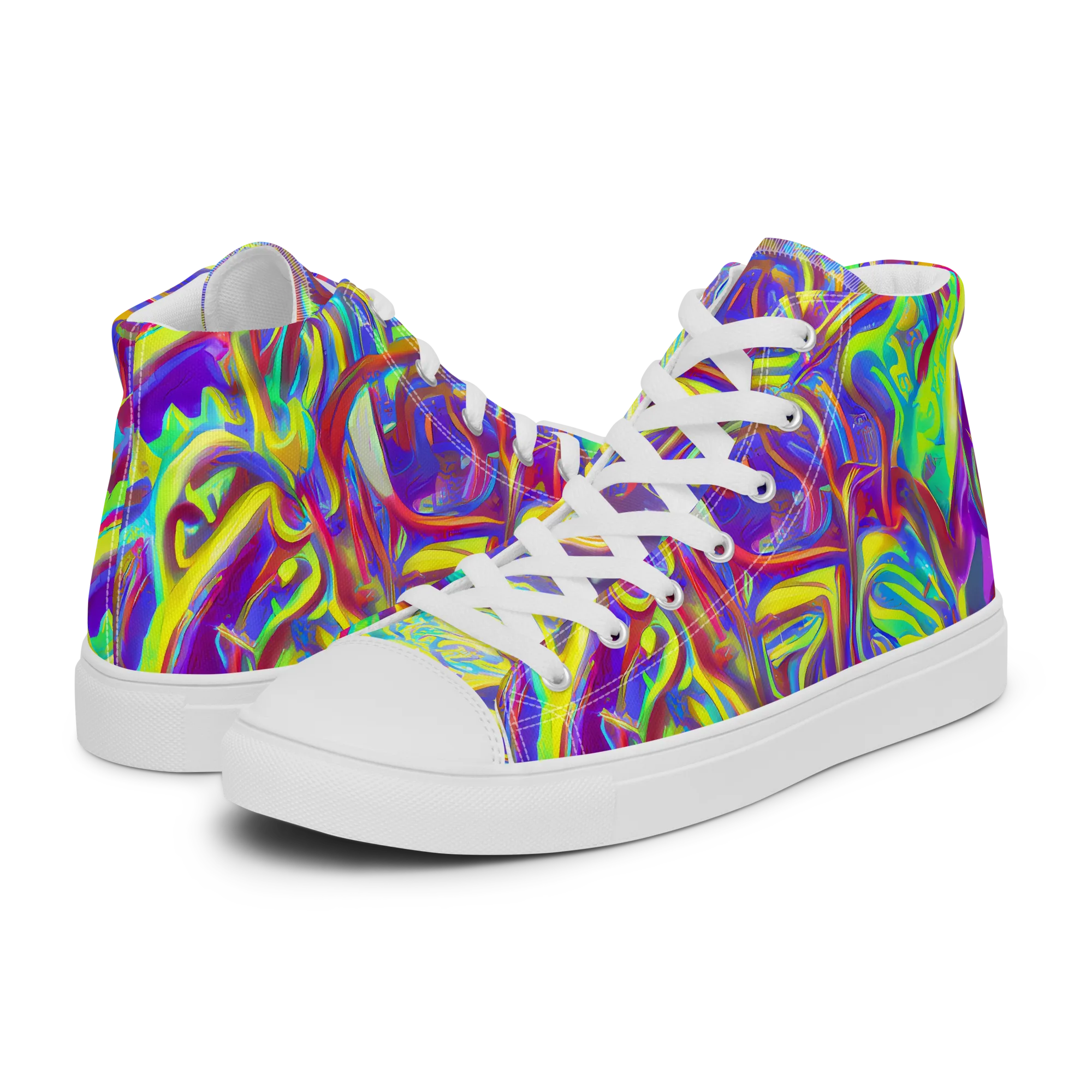 Daliesque Drift on Men's High Top Canvas Shoes — Left