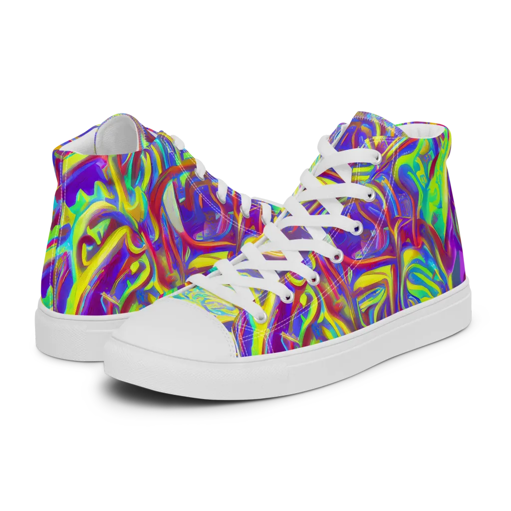 Daliesque Drift on Men's High Top Canvas Shoes — Left