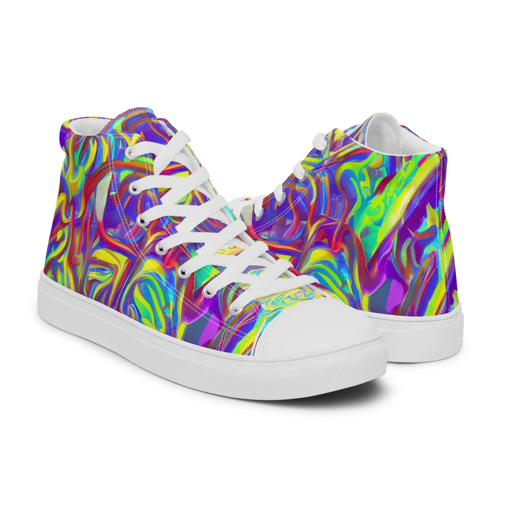 Daliesque Drift on Men's High Top Canvas Shoes — Right