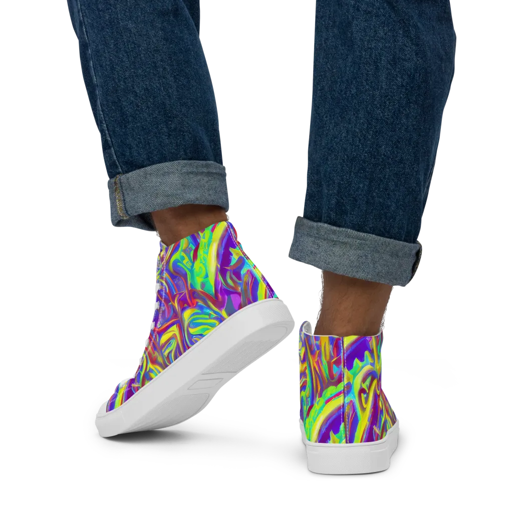 Daliesque Drift on Men's High Top Canvas Shoes — Back
