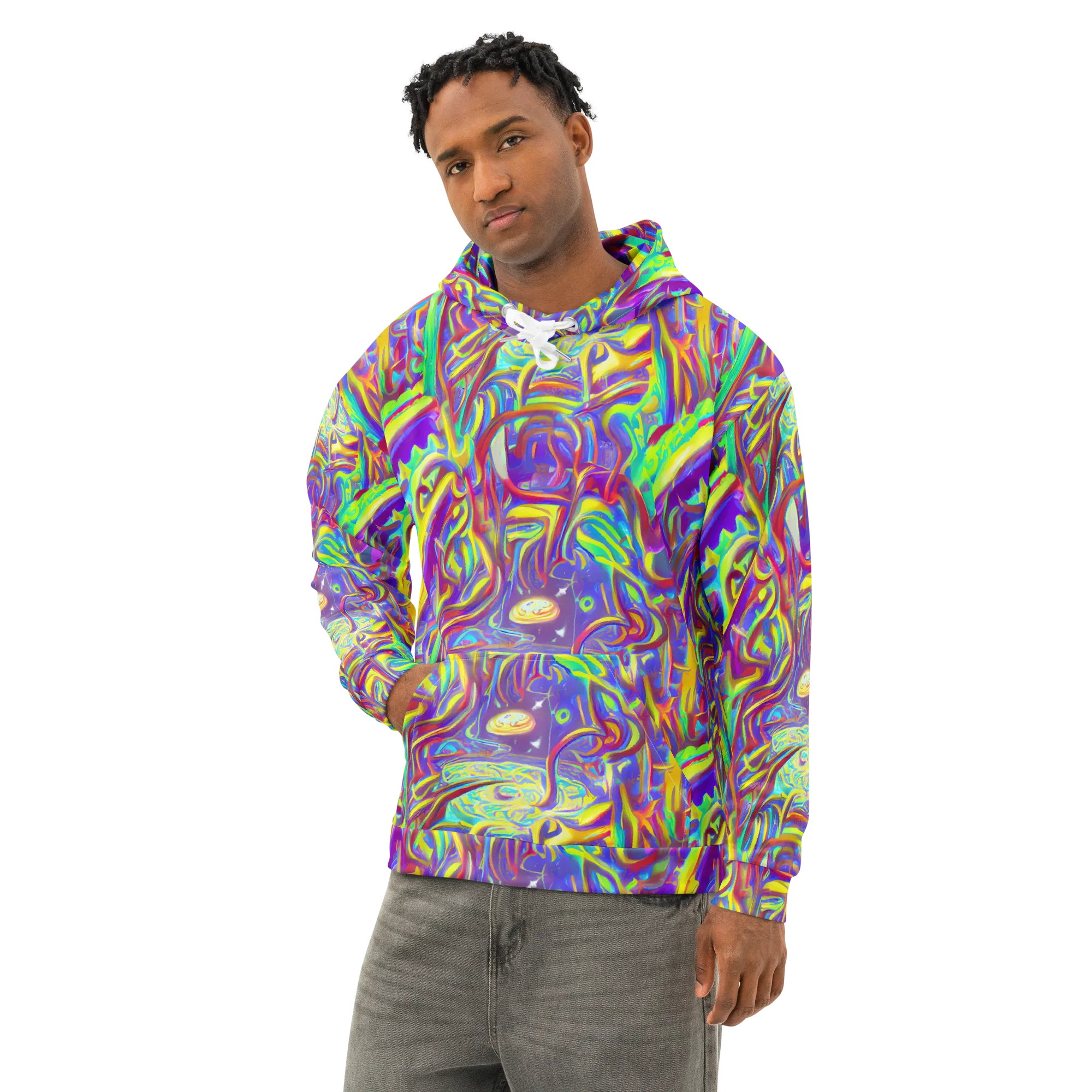 Daliesque Drift on Cotton Hoodie — Left Front
