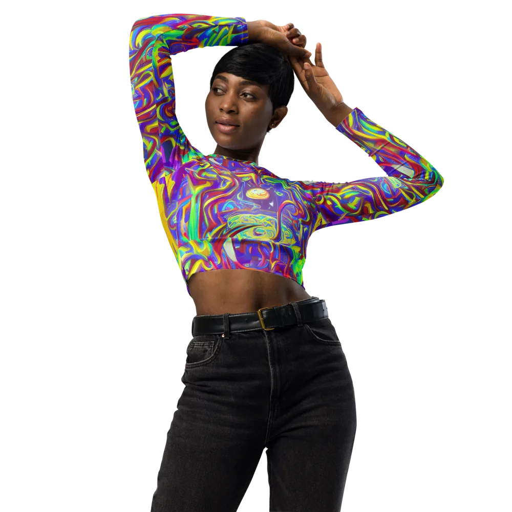 Daliesque Drift on Long Sleeve Crop Top — Front