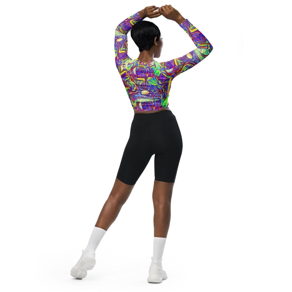 Daliesque Drift on Long Sleeve Crop Top — Back