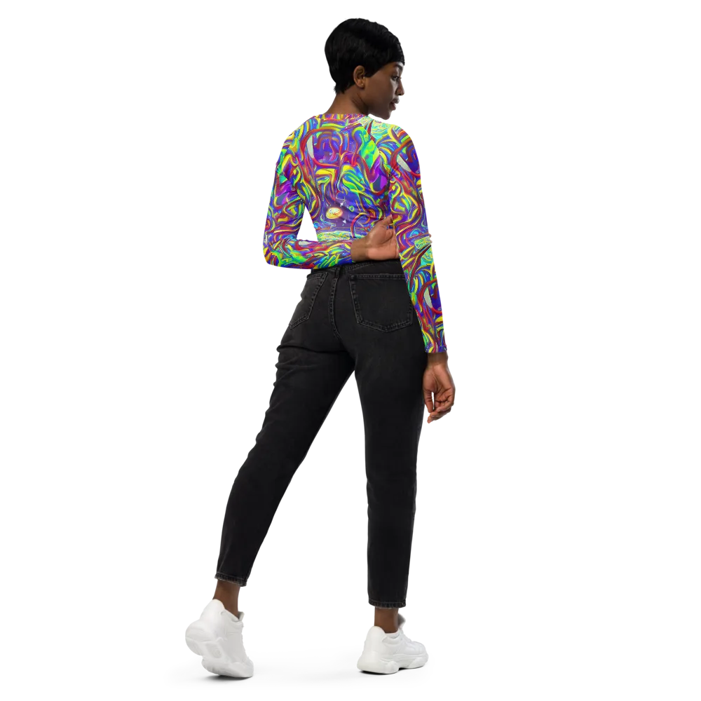 Daliesque Drift on Long Sleeve Crop Top — Right Back