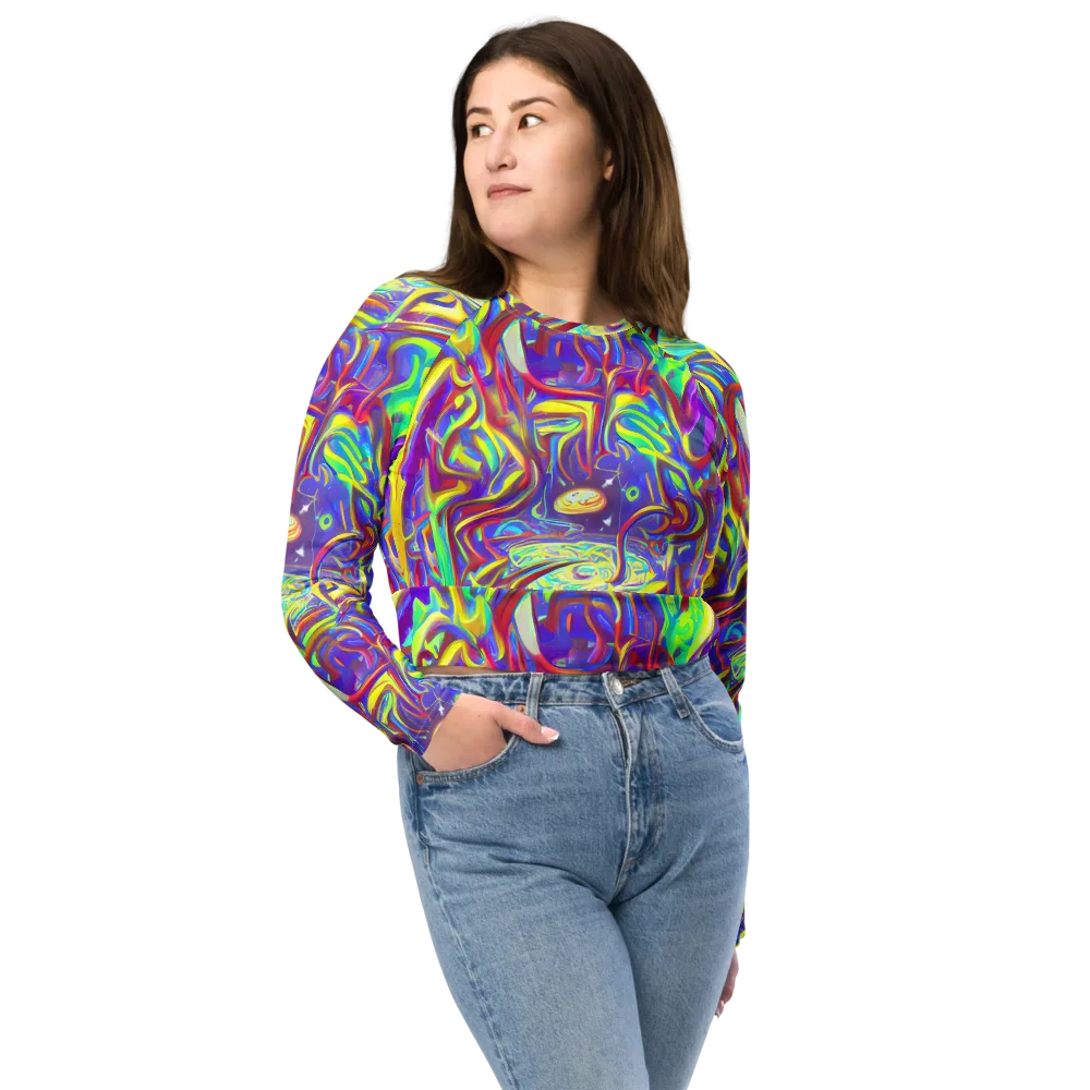 Daliesque Drift on Long Sleeve Crop Top — Front