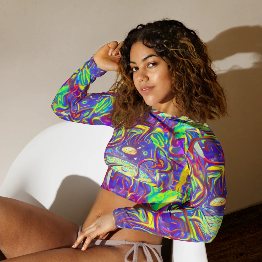 Daliesque Drift on Long Sleeve Crop Top — Left Front