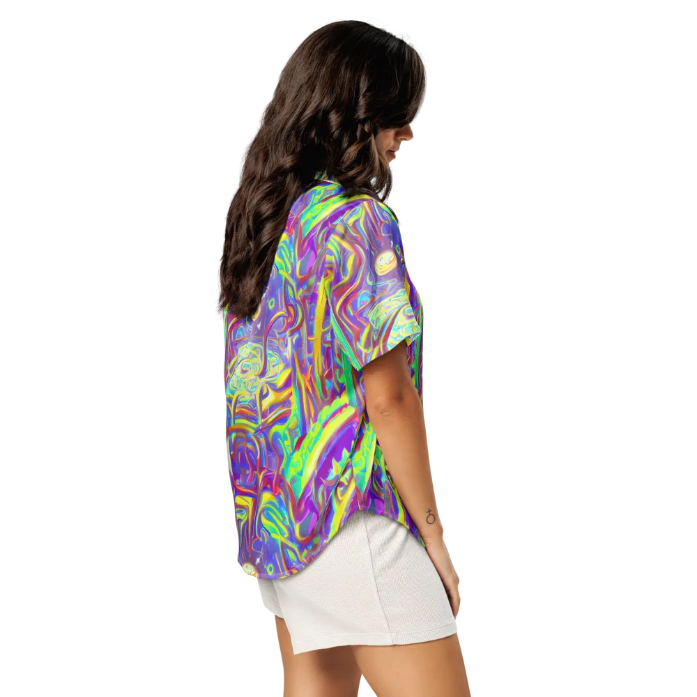 Daliesque Drift on Women's Short Sleeve Pajama Top — Right Back