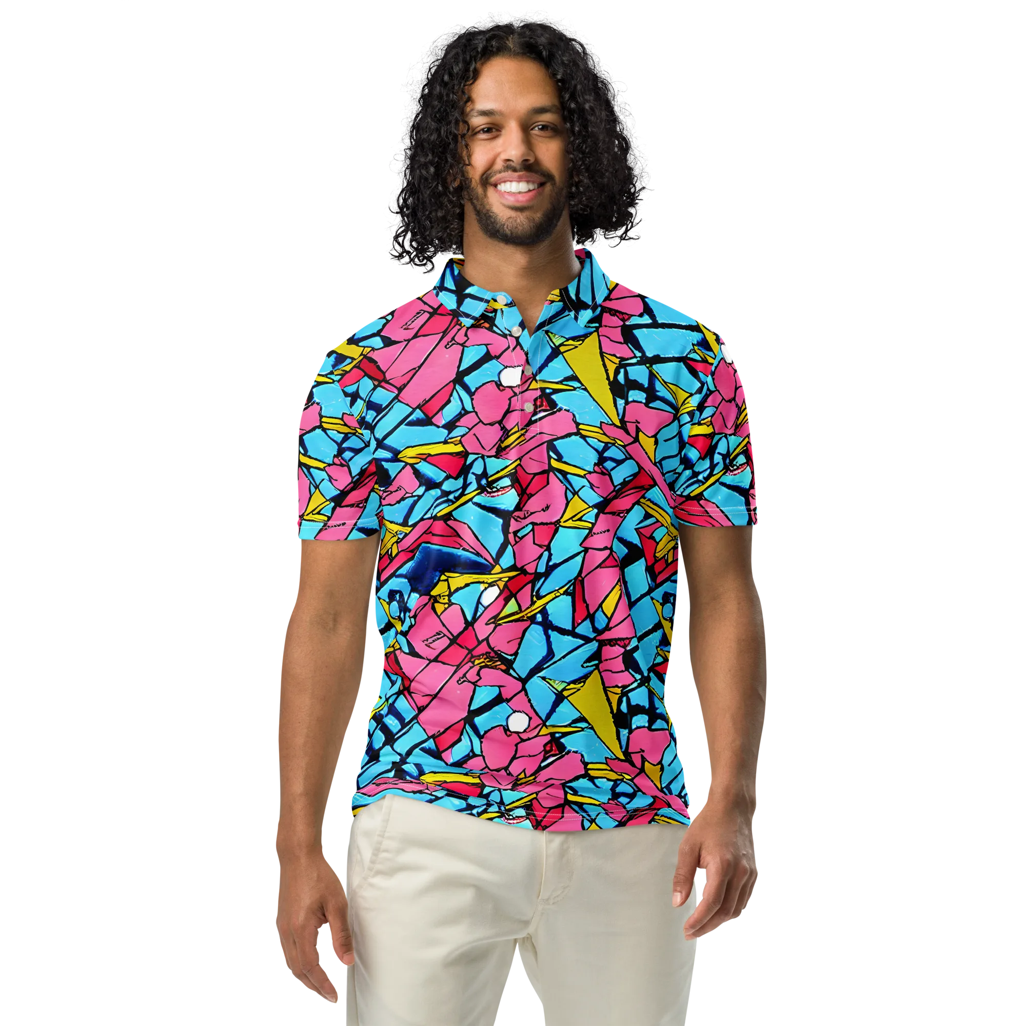 Barbier Bloom on Men's Slim Fit Polo Shirt — Front