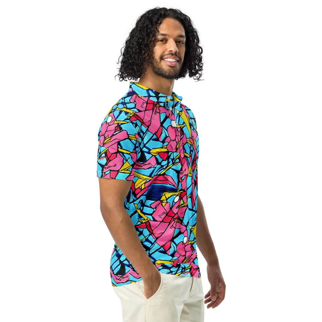 Barbier Bloom on Men's Slim Fit Polo Shirt — Right Front