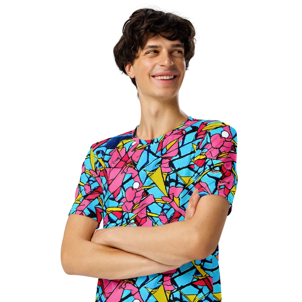 Barbier Bloom on Men's Crew Neck T-Shirt — Left Front