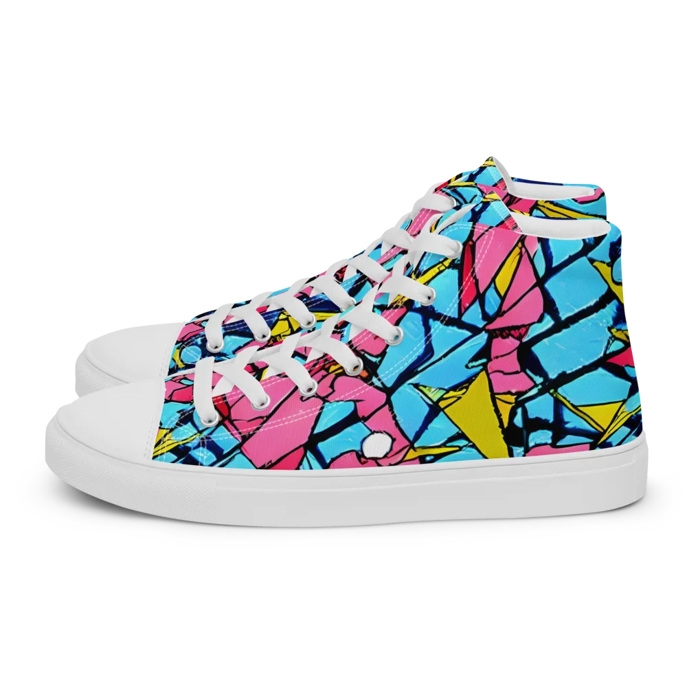 Barbier Bloom on Men's High Top Canvas Shoes — Left