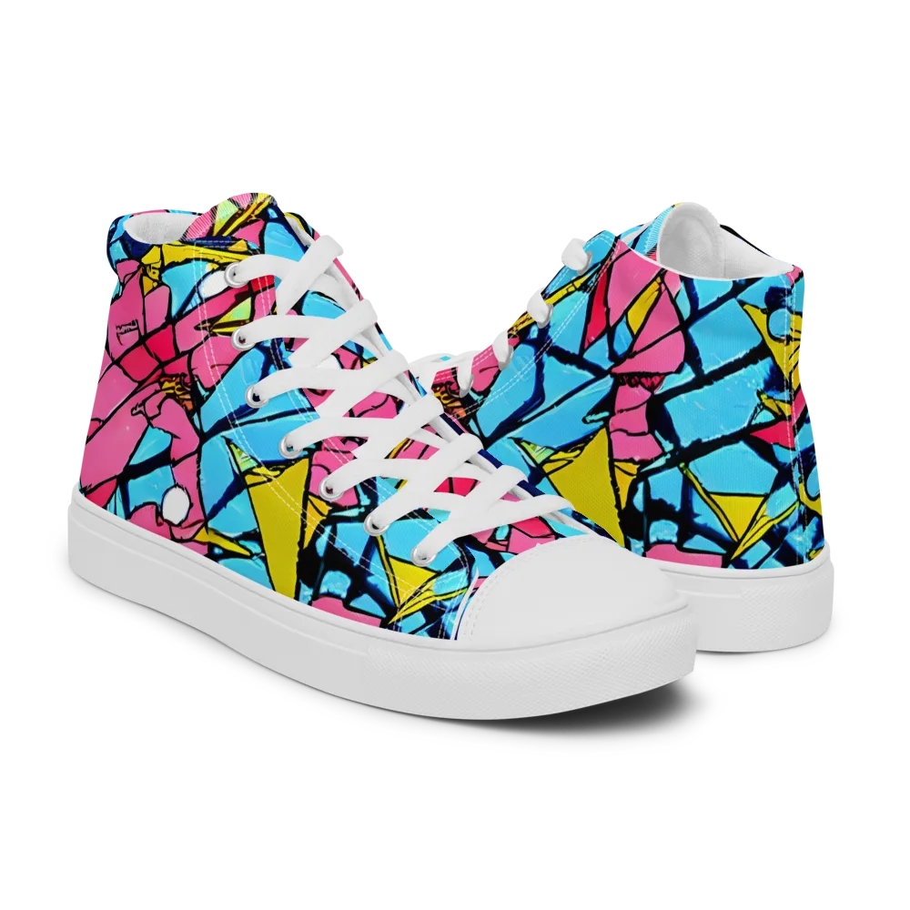 Barbier Bloom on Men's High Top Canvas Shoes — Right