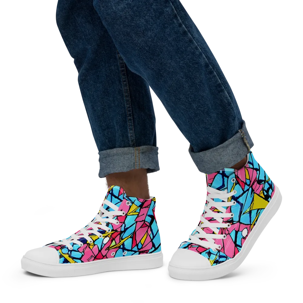 Barbier Bloom on Men's High Top Canvas Shoes — Left