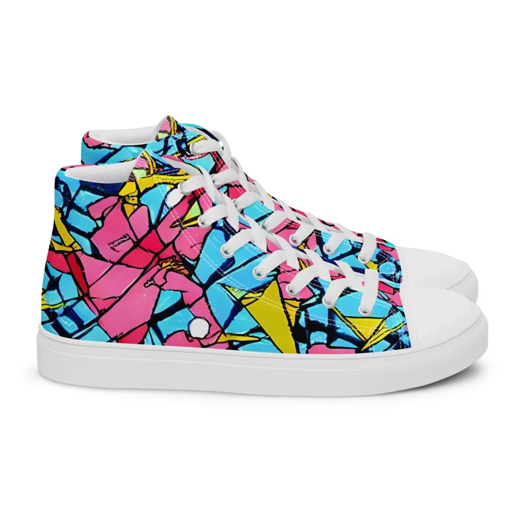 Barbier Bloom on Women's High Top Canvas Shoes — Right