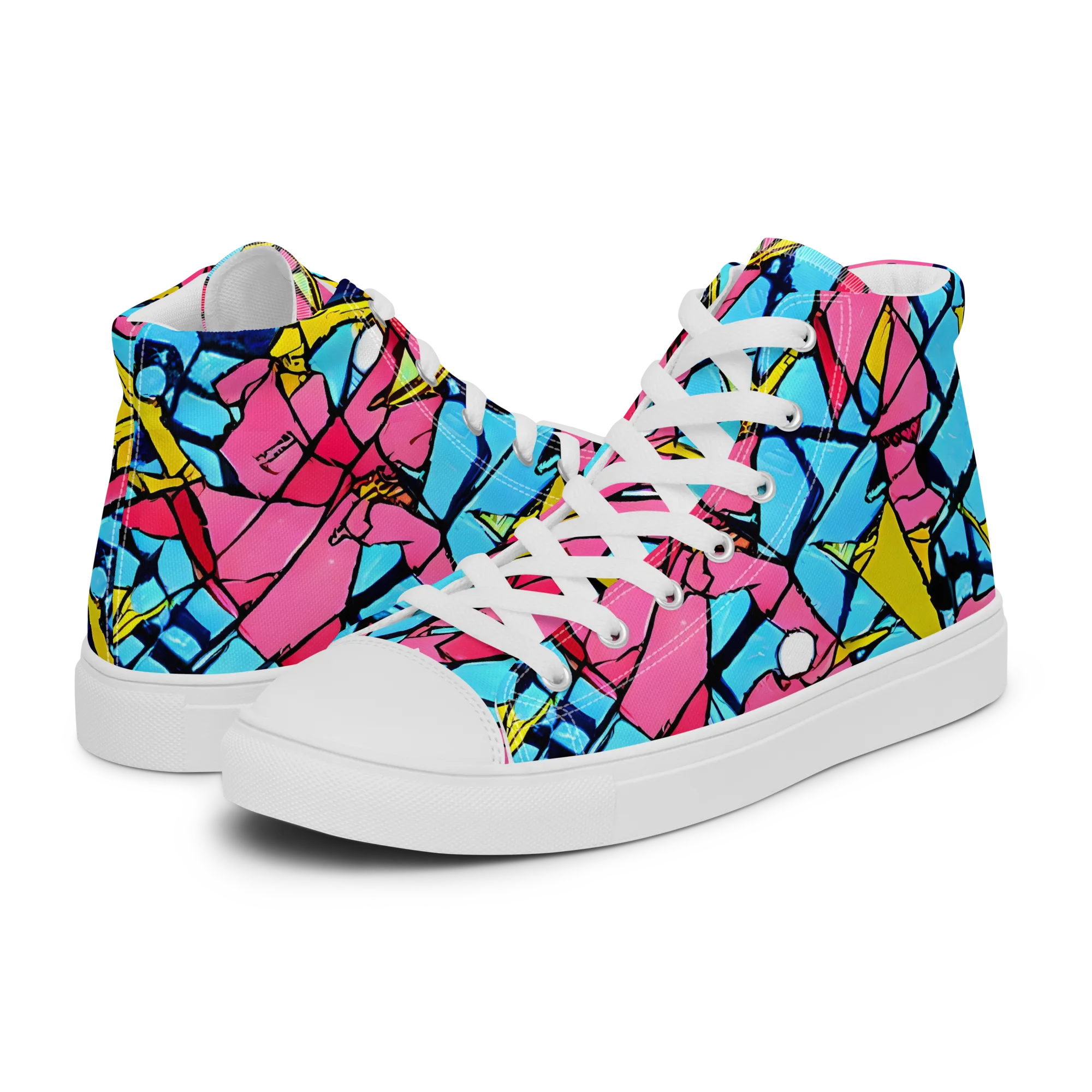 Barbier Bloom on Women's High Top Canvas Shoes — Left