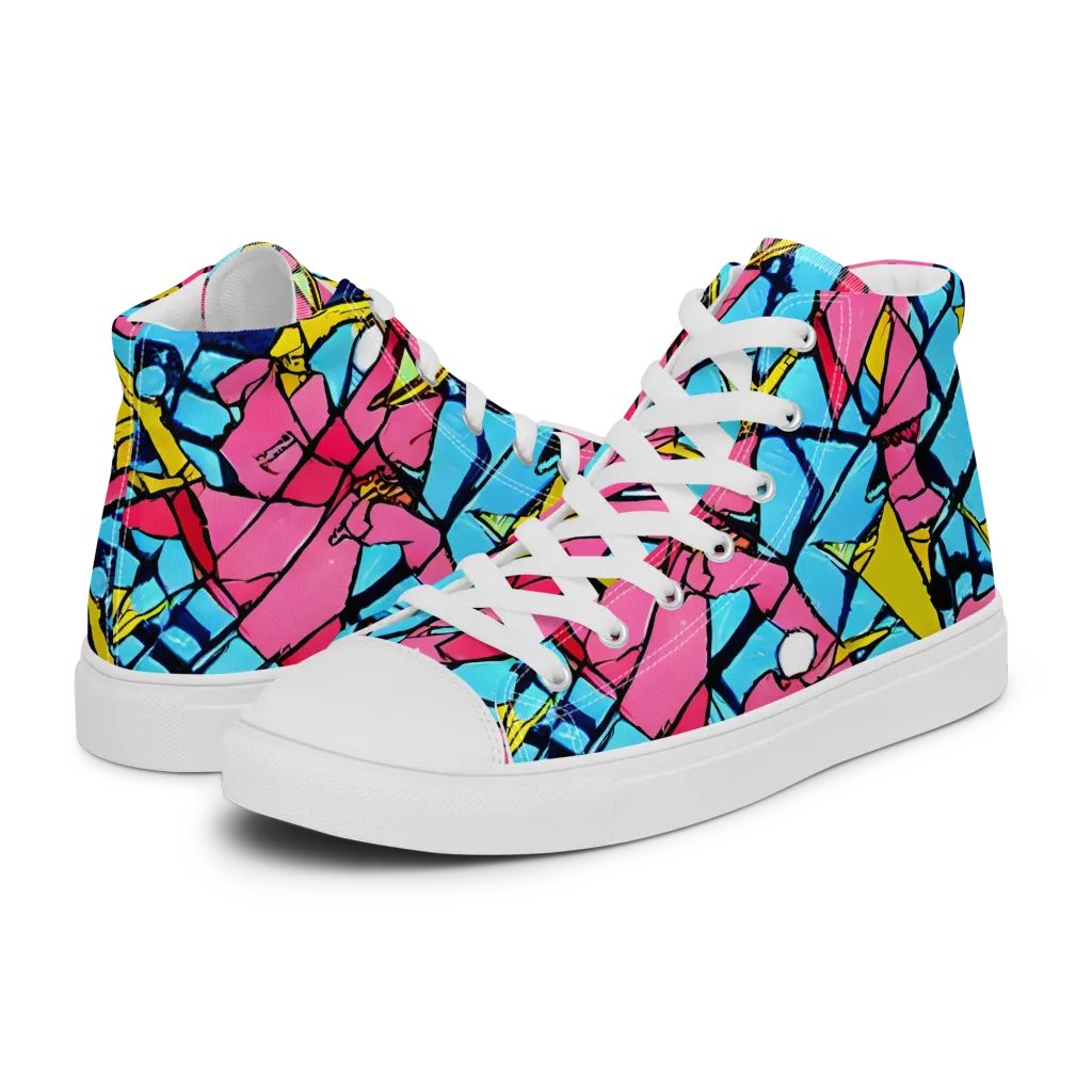 Barbier Bloom on Women's High Top Canvas Shoes — Left