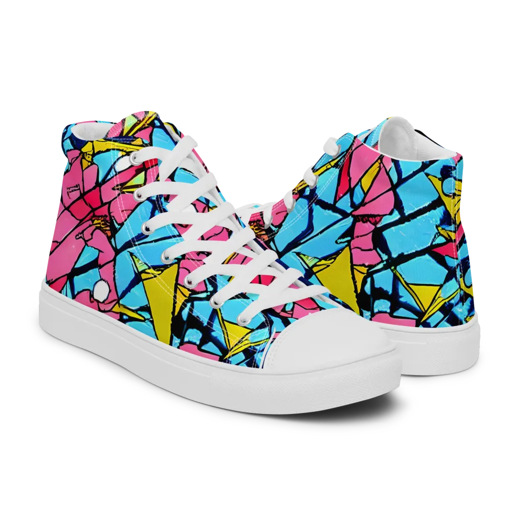 Barbier Bloom on Women's High Top Canvas Shoes — Right