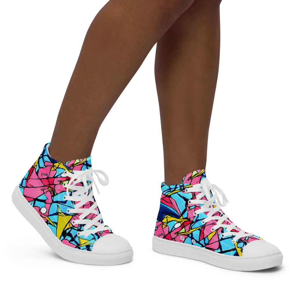 Barbier Bloom on Women's High Top Canvas Shoes — Right