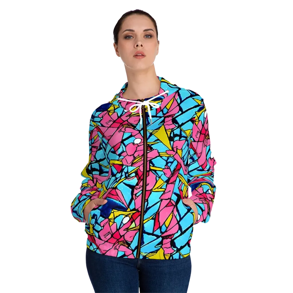 Barbier Bloom on Women's Full-Zip Hoodie — Front On Person