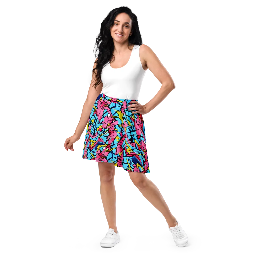 Barbier Bloom on Skater Skirt — Front