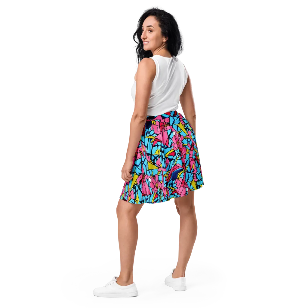 Barbier Bloom on Skater Skirt — Back