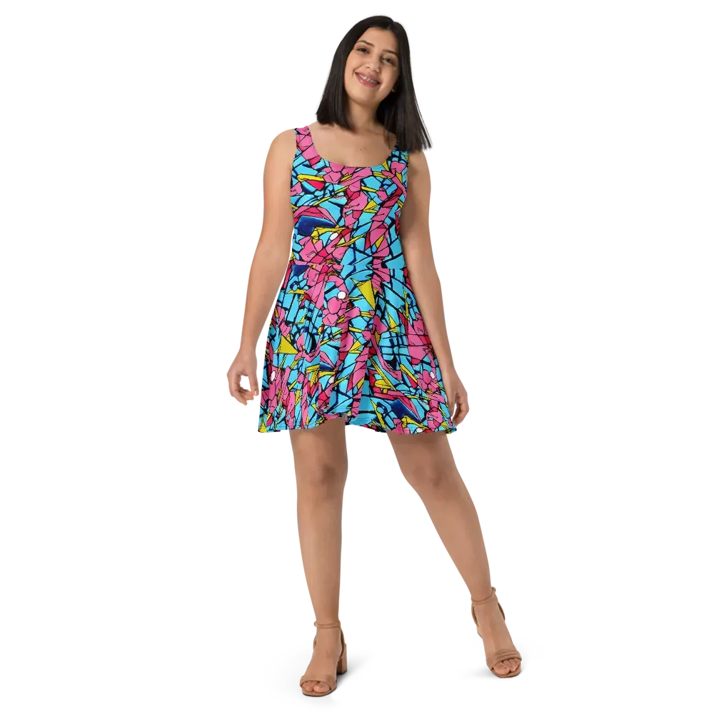 Barbier Bloom on Skater Dress — Front