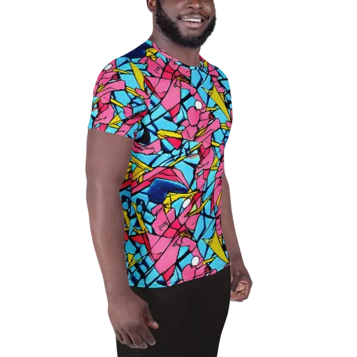 Barbier Bloom on a Men's Athletic T-Shirt