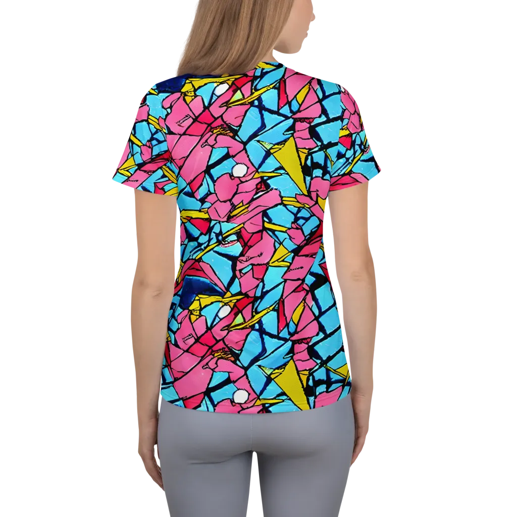 Barbier Bloom on Women's Athletic T-Shirt — Back