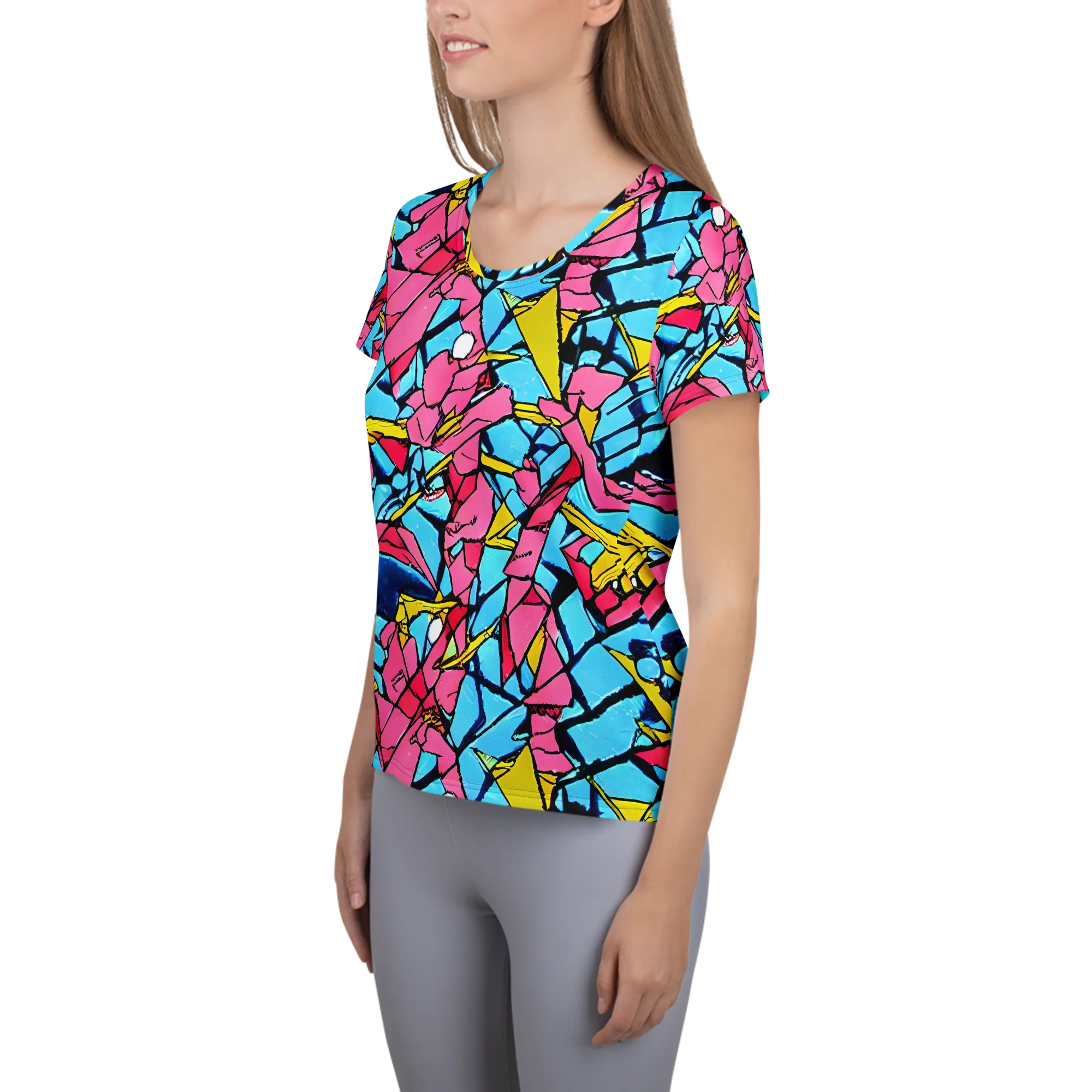 Barbier Bloom on Women's Athletic T-Shirt — Left
