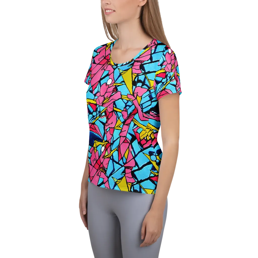 Barbier Bloom on Women's Athletic T-Shirt — Left