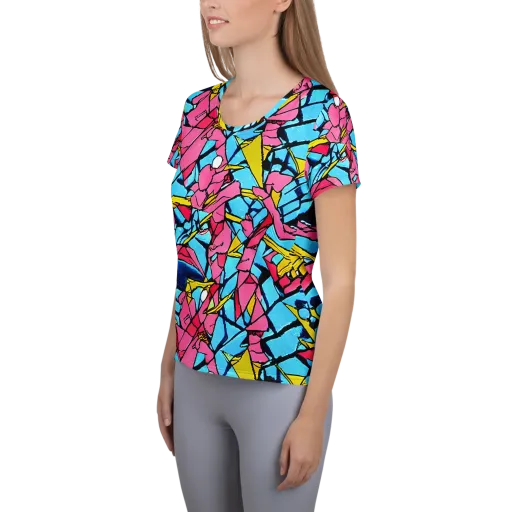 Barbier Bloom on a Women's Athletic T-Shirt