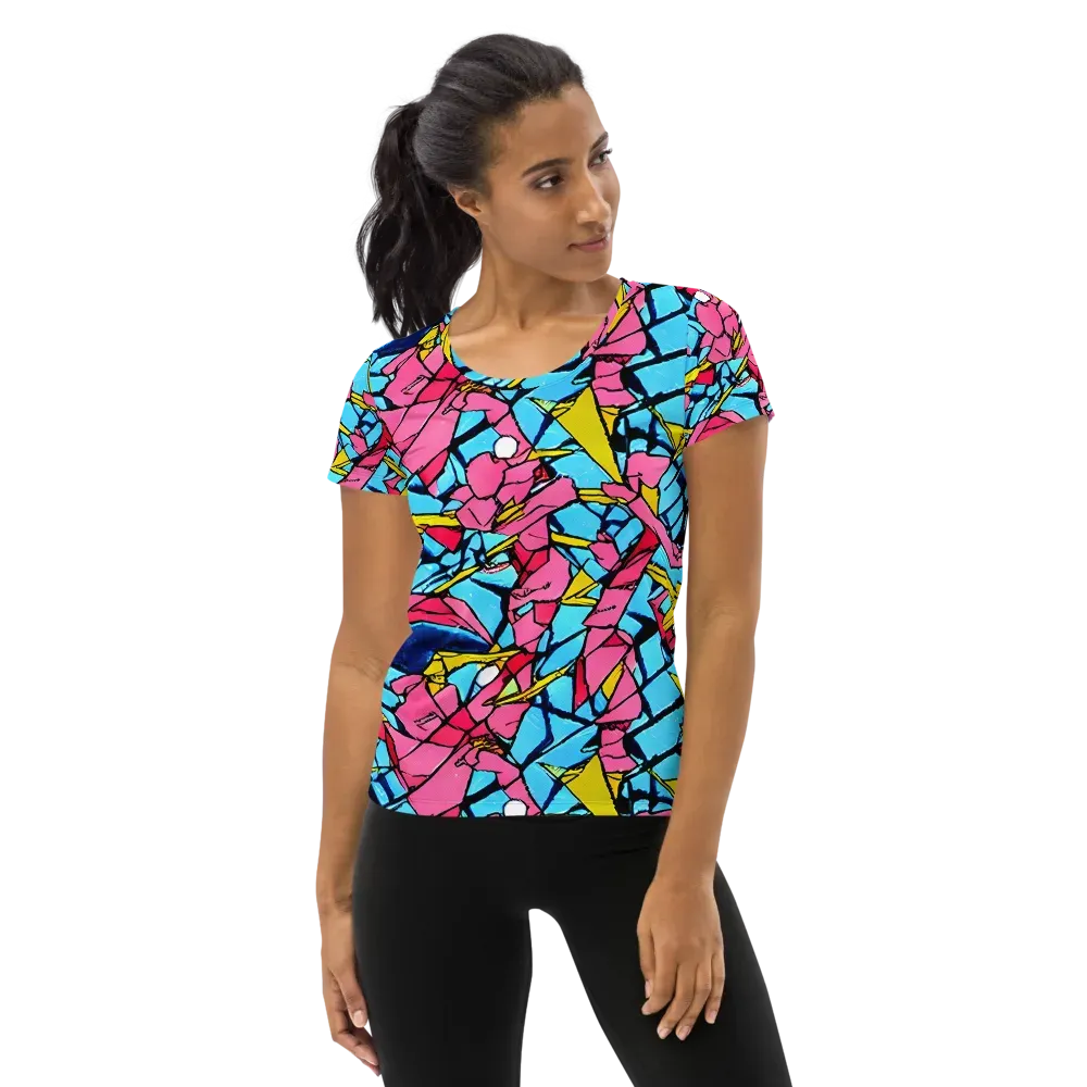 Barbier Bloom on Women's Athletic T-Shirt — Front