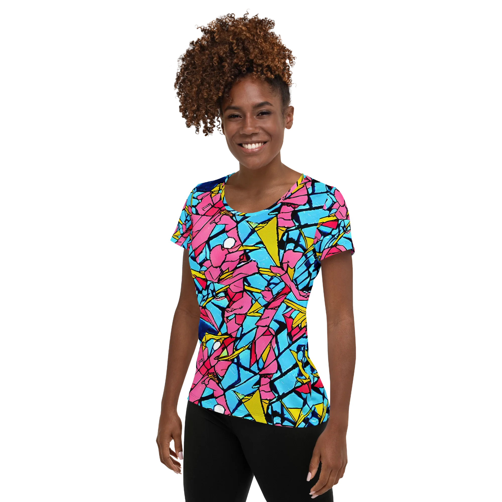 Barbier Bloom on Women's Athletic T-Shirt — Left