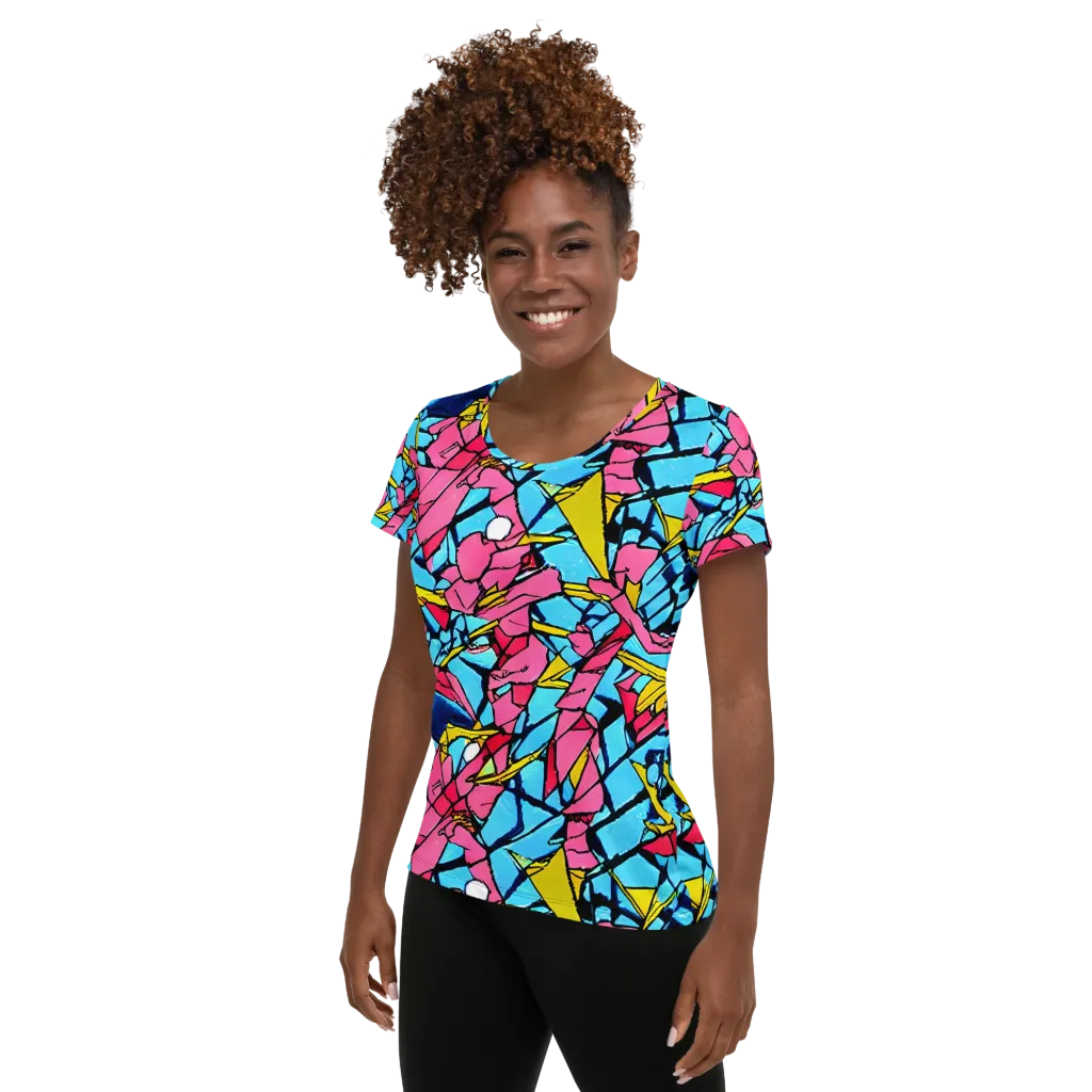 Barbier Bloom on Women's Athletic T-Shirt — Left