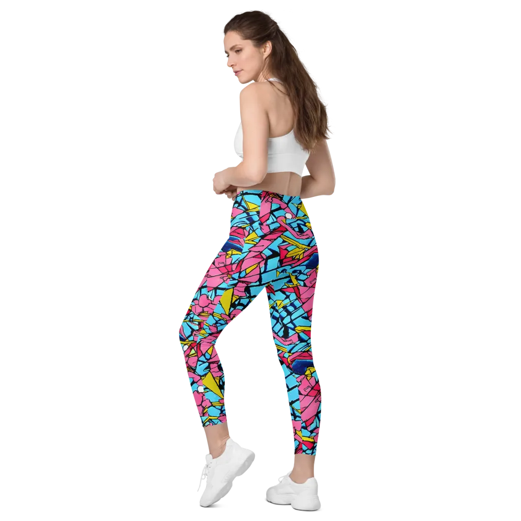 Barbier Bloom on Leggings with Pockets — Left Back